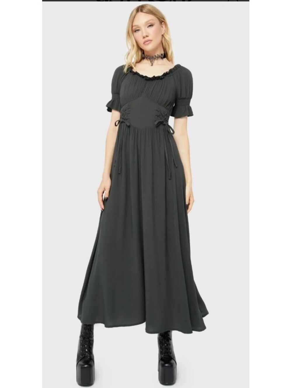 Killstar Jocasta Maxi Dress Short Sleeve Green Size Small NEW